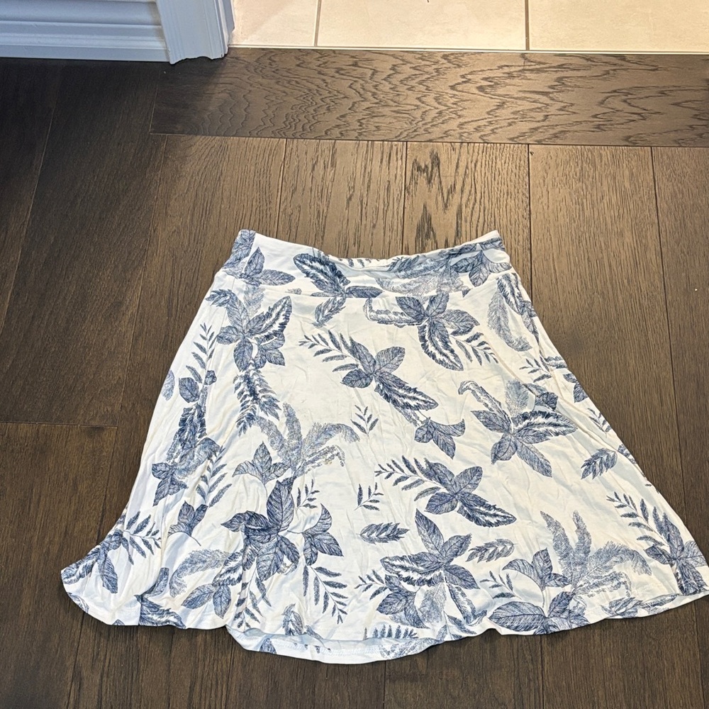 Tribal Blue and White Floral A-line Skirt